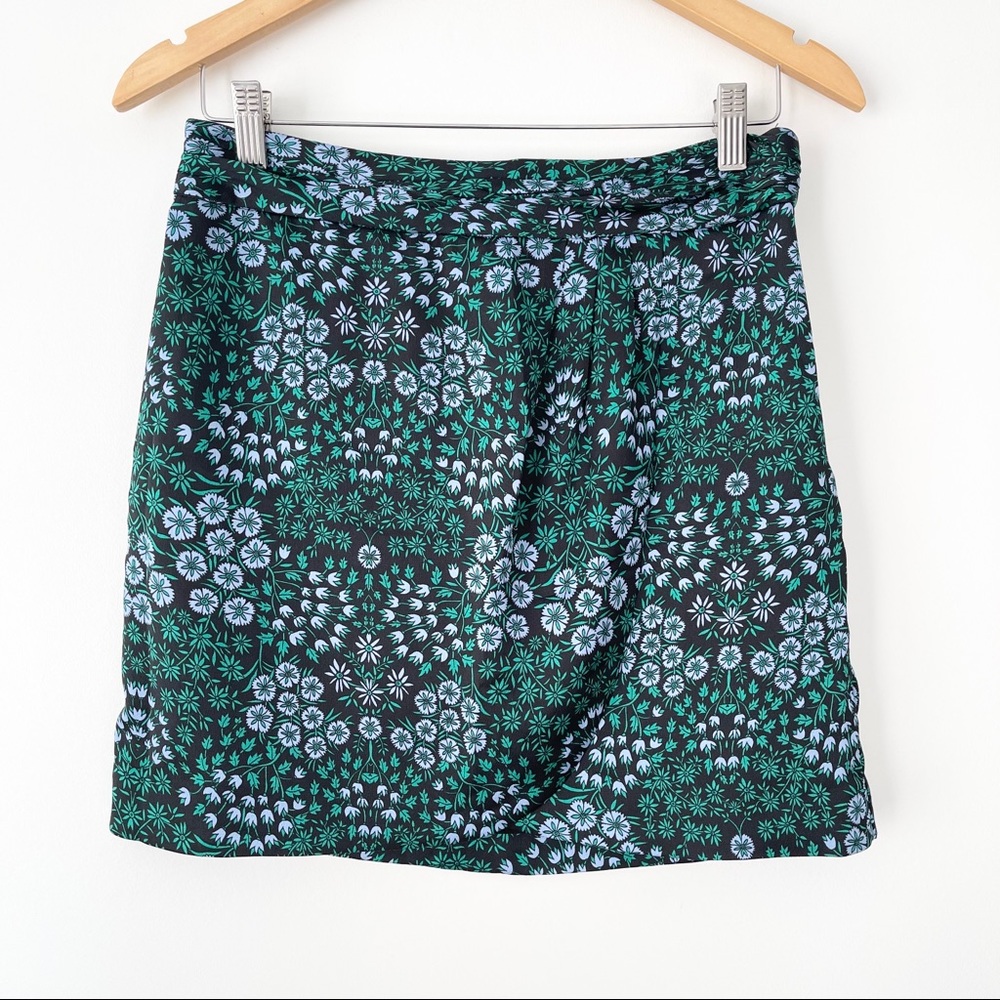 Banana Republic Green/Blue Floral Faux Wrap Skirt